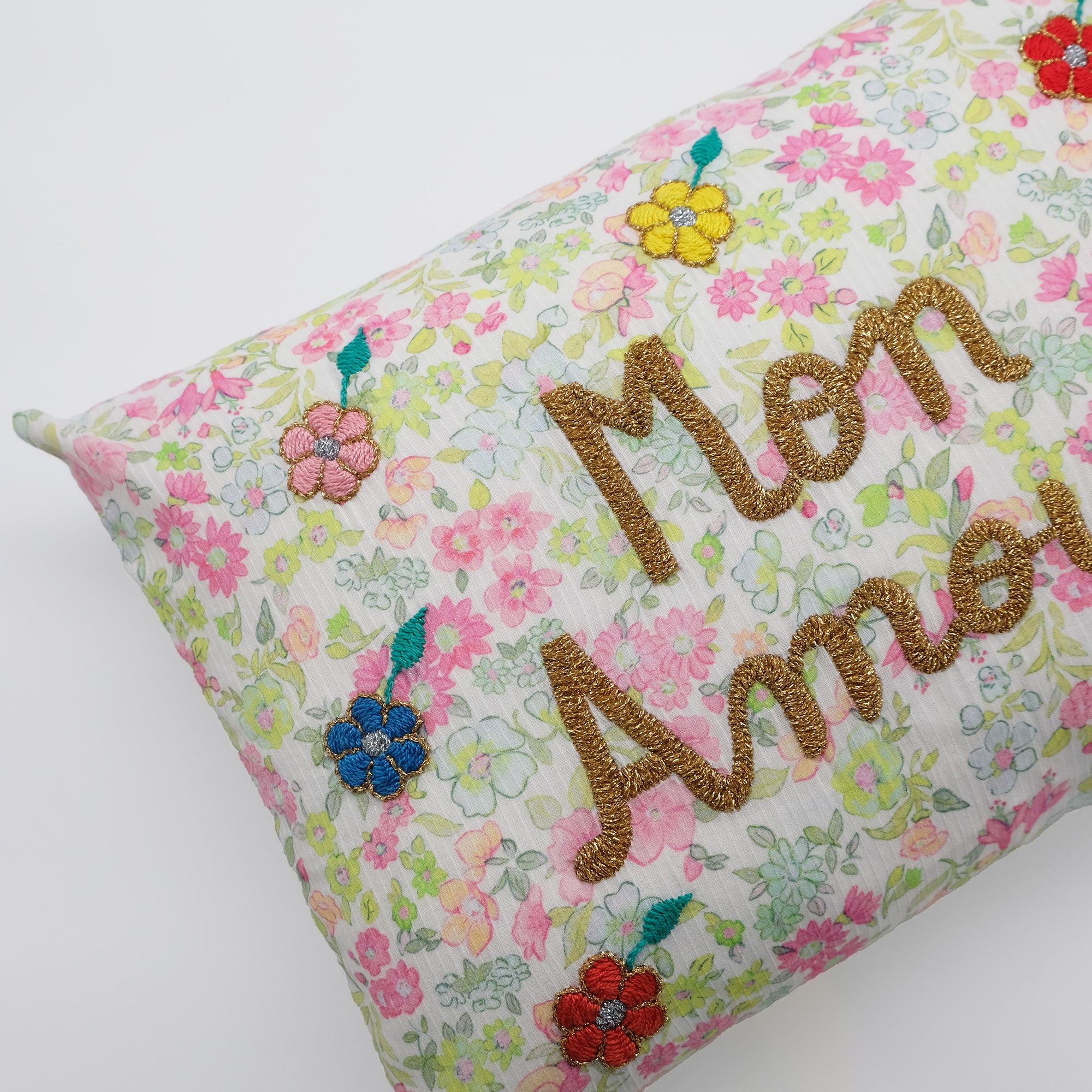 Mon Amour Lime Embroidered Lumbar Pillow