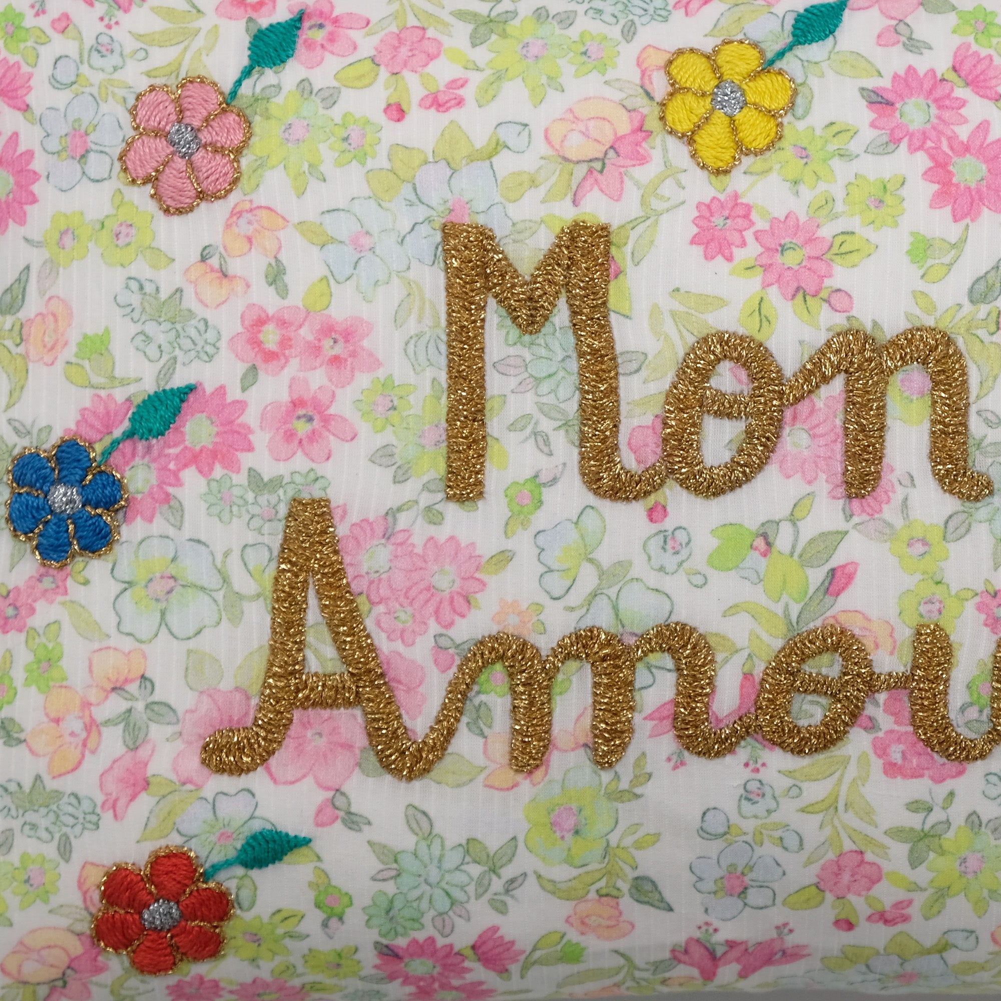 Mon Amour Lime Embroidered Lumbar Pillow