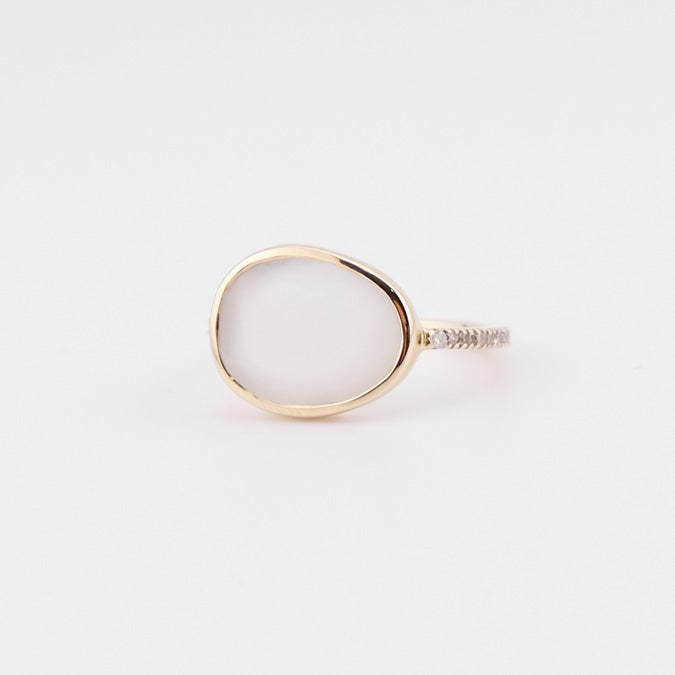 Moonstone Ring with White Diamonds