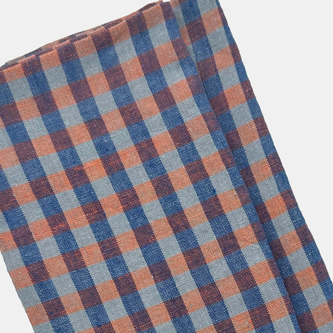 Linen Napkin, sienna blue gingham