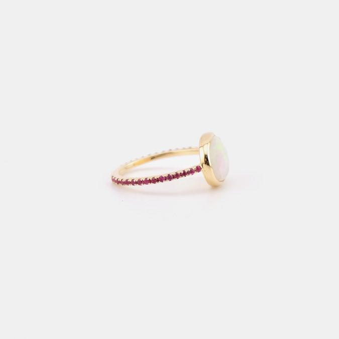 Opal Clea Ring with Rubies