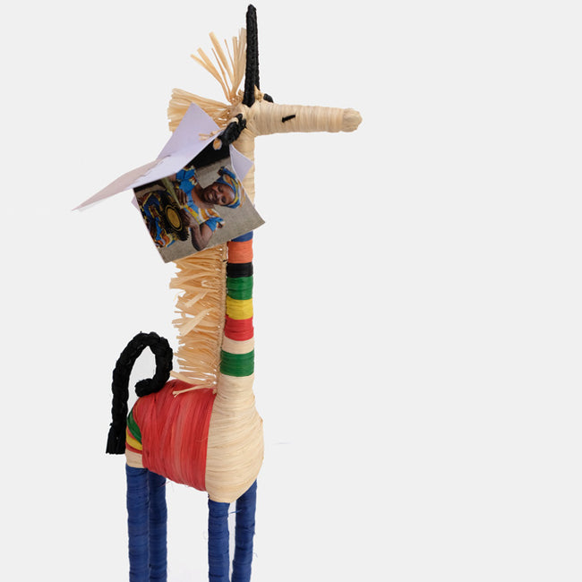 Primary Colors Raffia Giraffe Figurine