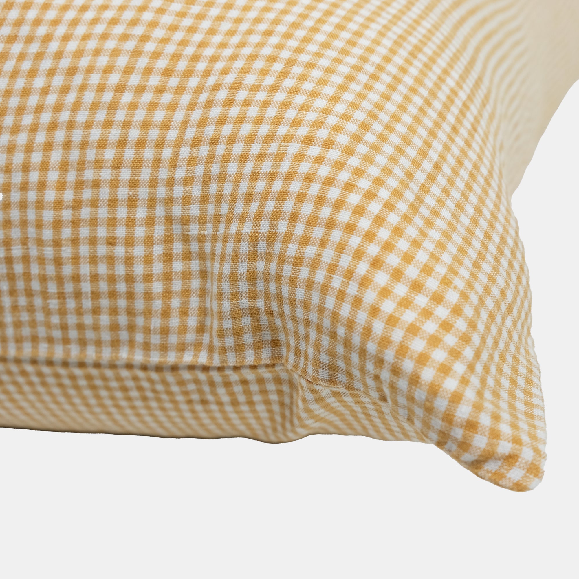 Linen Euro Pillowcase, saffron tiny gingham