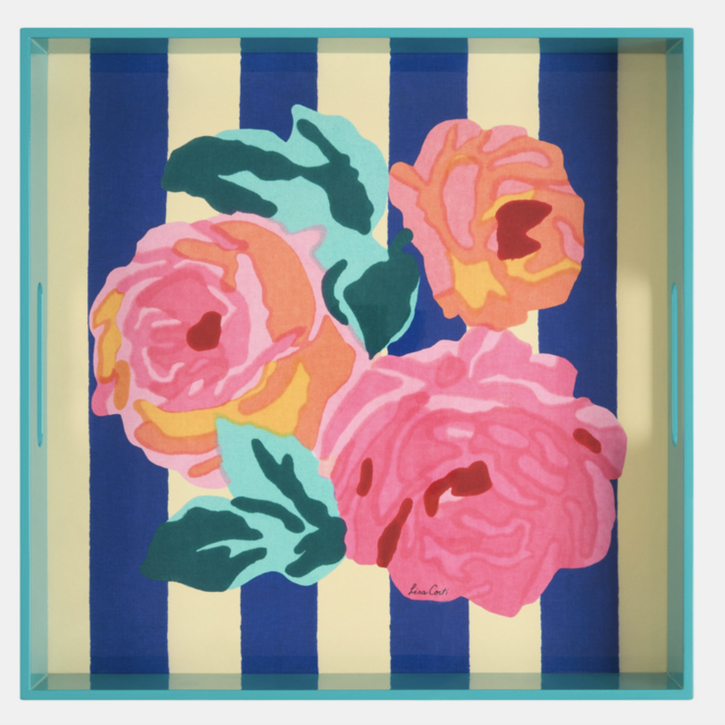 Nizam Stripes Blue Square Tray