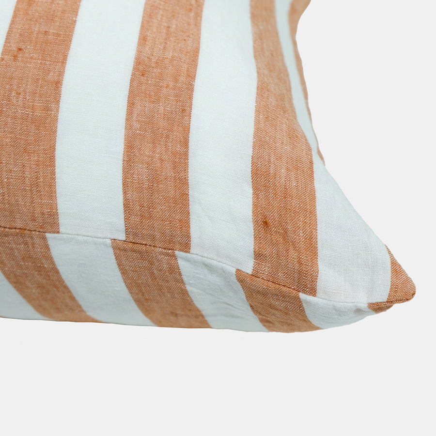 Linen Euro Pillowcase, sienna white stripe