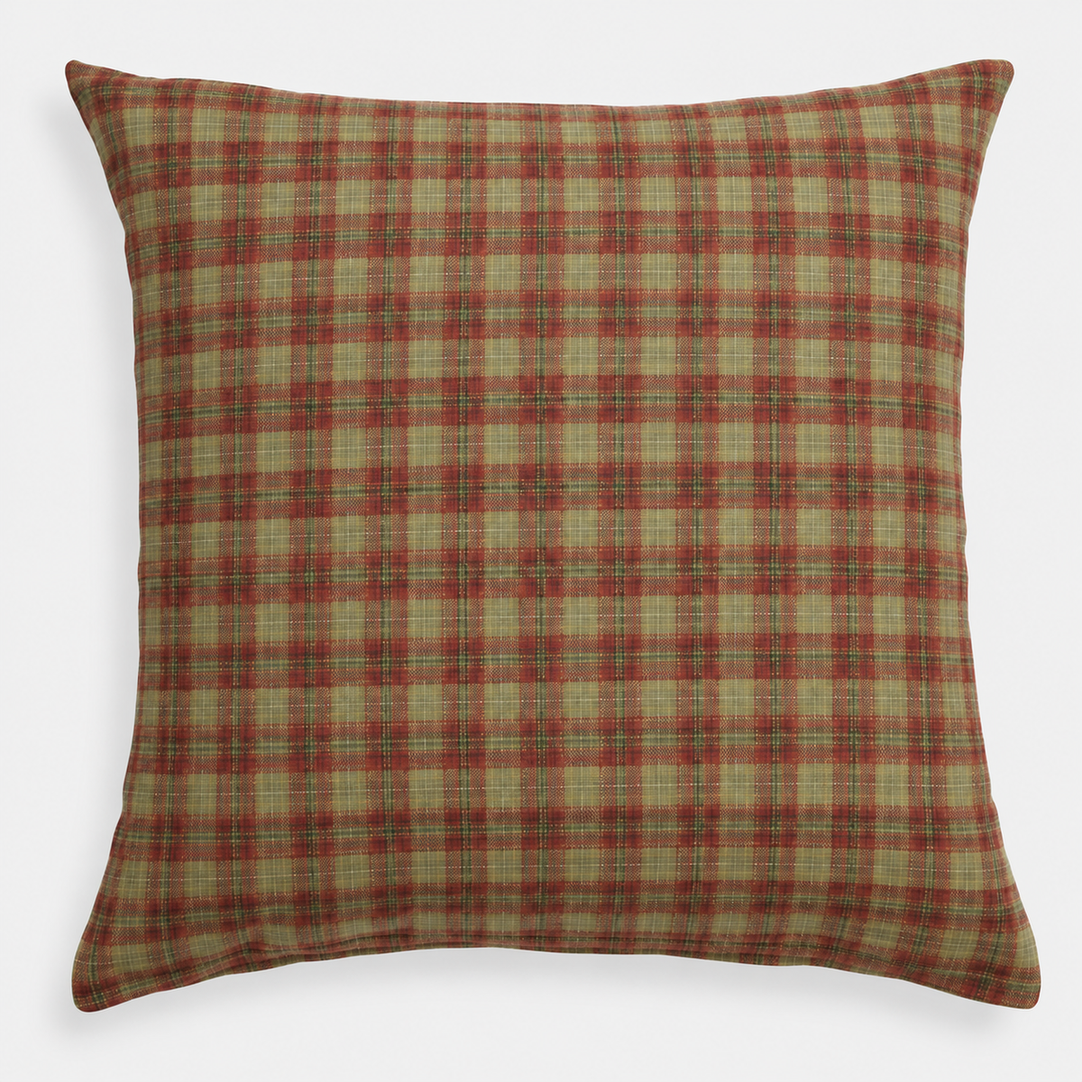 Linen Euro Pillowcase in Sienna Green Tartan