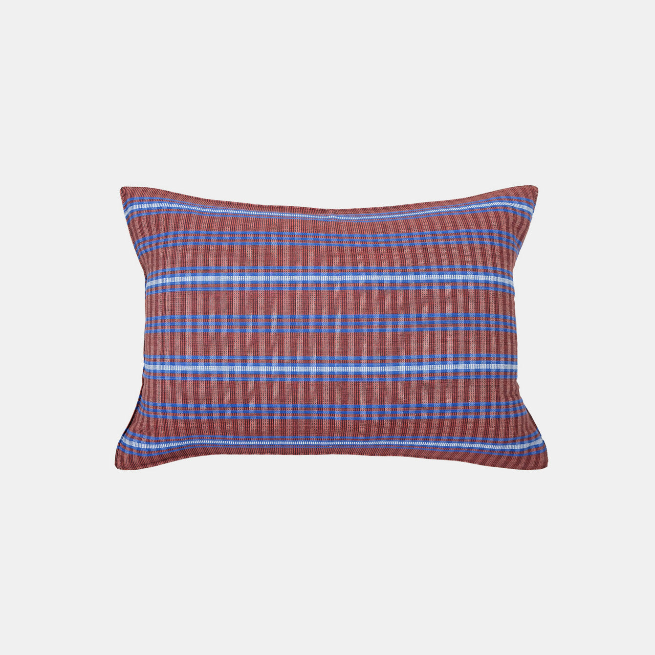 Red and Sky Blue Tartan Lumbar Pillow
