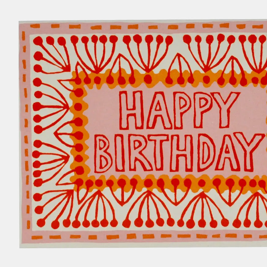 Happy Birthday Pink Orange Card