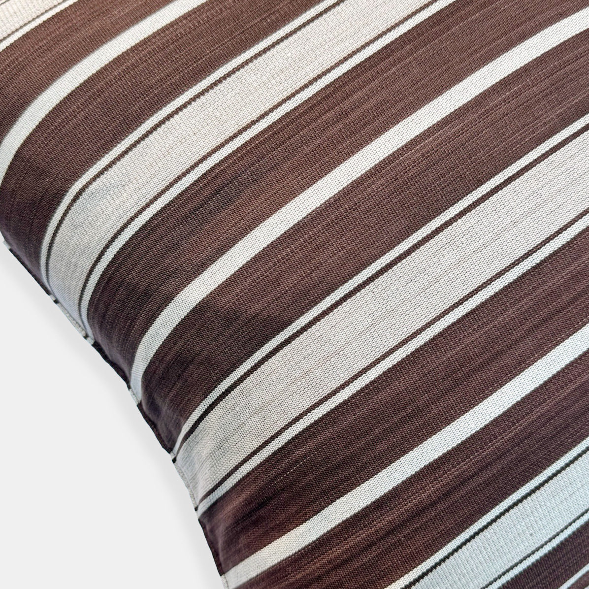 Brown Ecru Stripe Square Pillow
