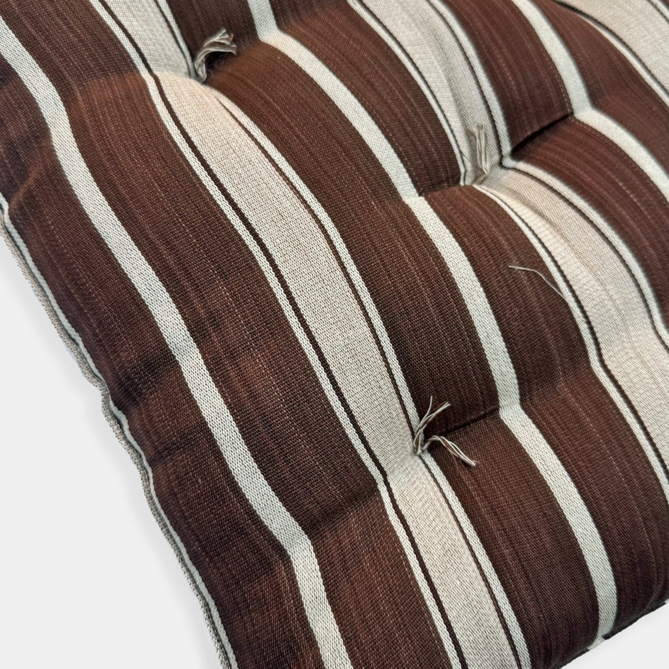 Square Seat Cushion in Brown Ecru Stripe