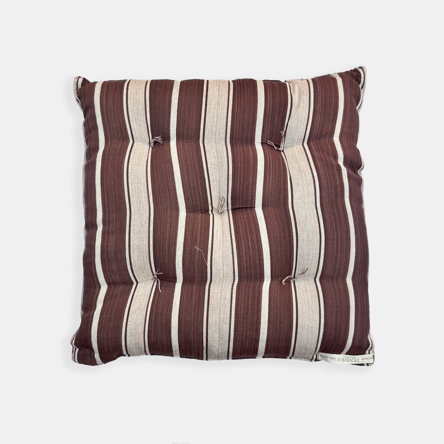 Square Seat Cushion in Brown Ecru Stripe