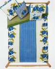 Lisa Corti Vienna Blue Cream Floral Cotton Block Print Quilt at Collyer's Mansion