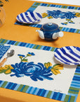 Lisa Corti Vienna Blue Cream Canvas Placemat at Collyer's Mansion