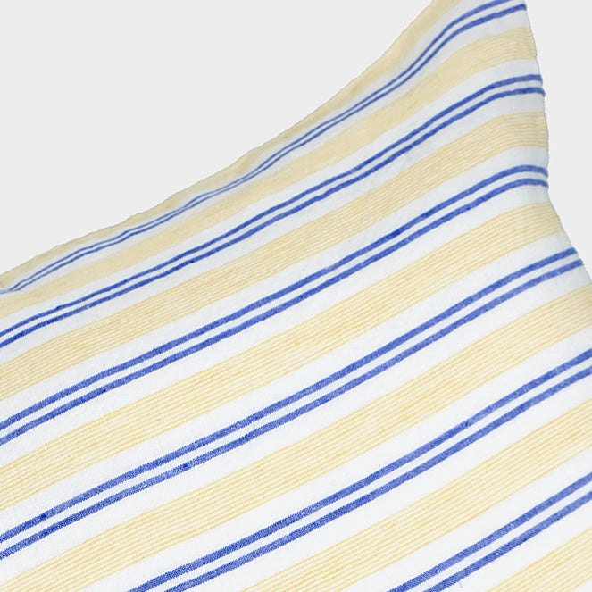 Linen Standard Pillowcase, yellow blue stripe