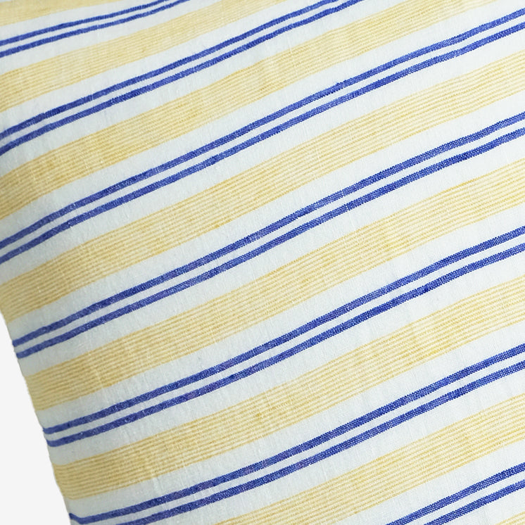 Linen Euro Pillowcase, yellow blue stripe