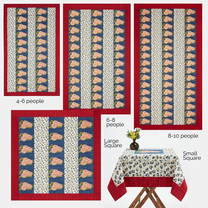 Leopard Stripes Dark Blue Cotton Tablecloth