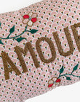 Amour Pink Scallop French Embroidered Pillow, lumbar