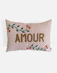 Amour Pink Scallop French Embroidered Pillow, lumbar