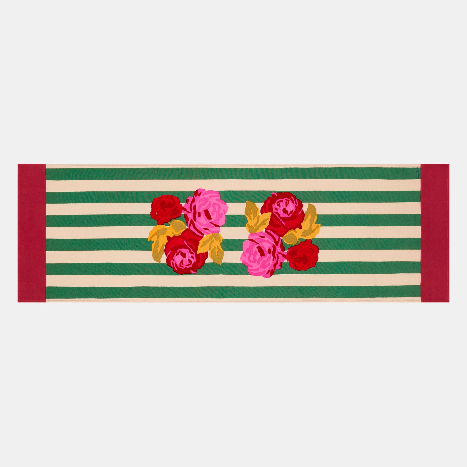 Nizam Stripes Green Natural Table Runner
