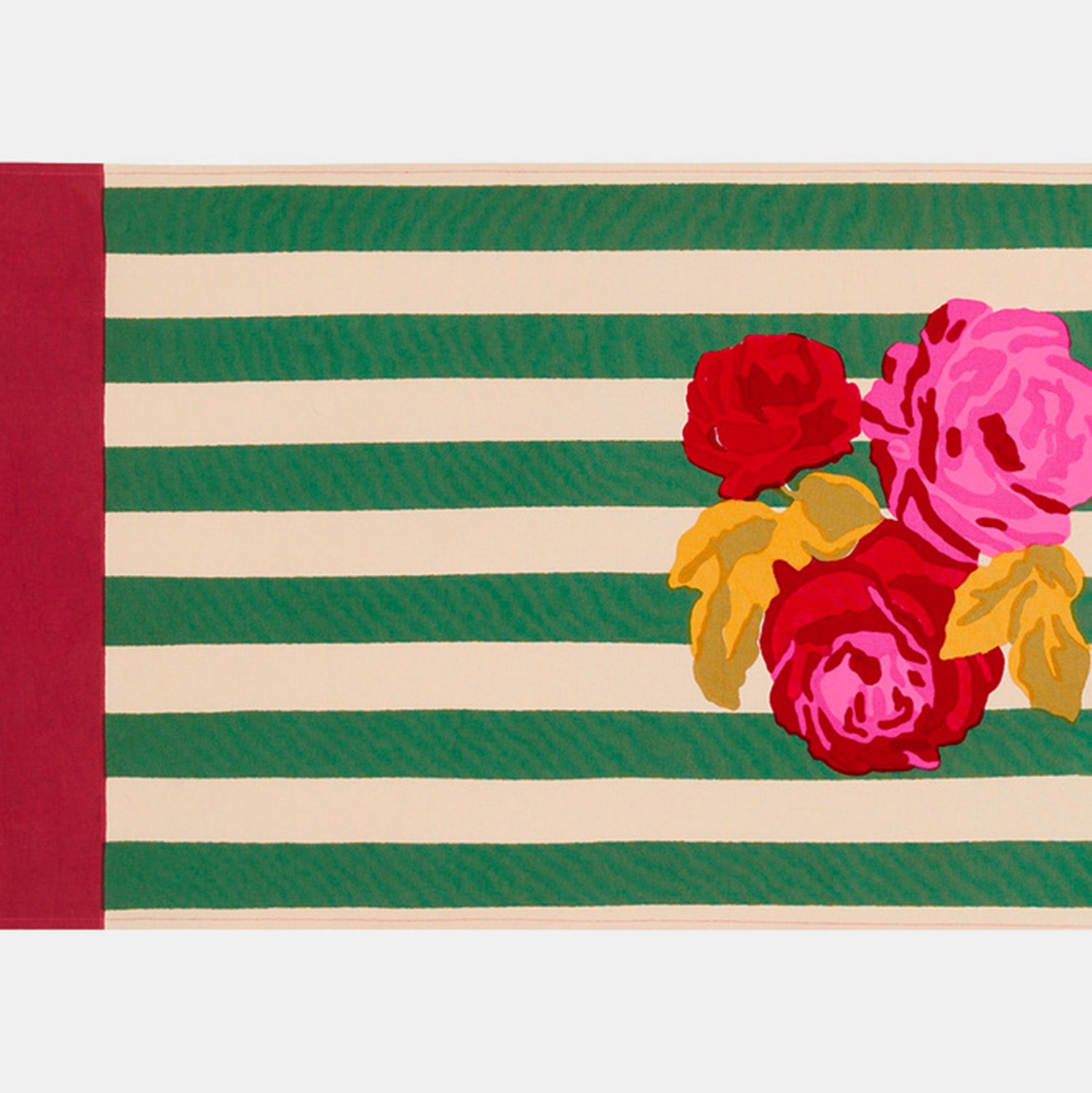 Nizam Stripes Green Natural Table Runner