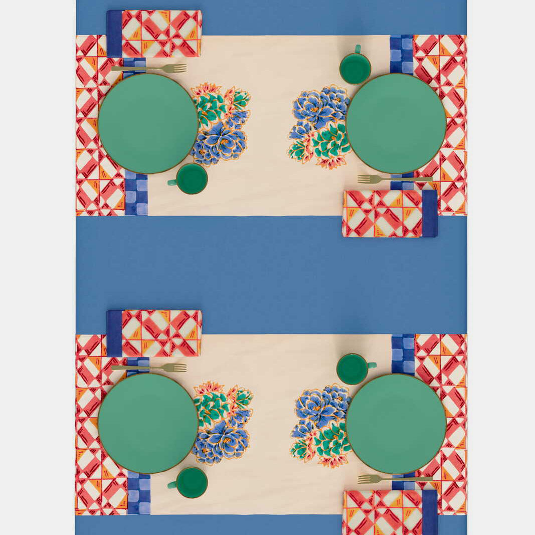 Positano Red Tiles Table Runner