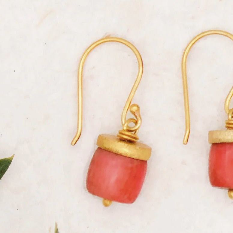 Antique Pink Coral Earrings