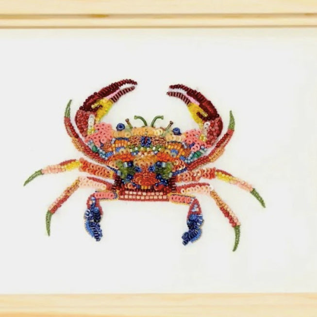 Spiny Hands Crab Beaded Art