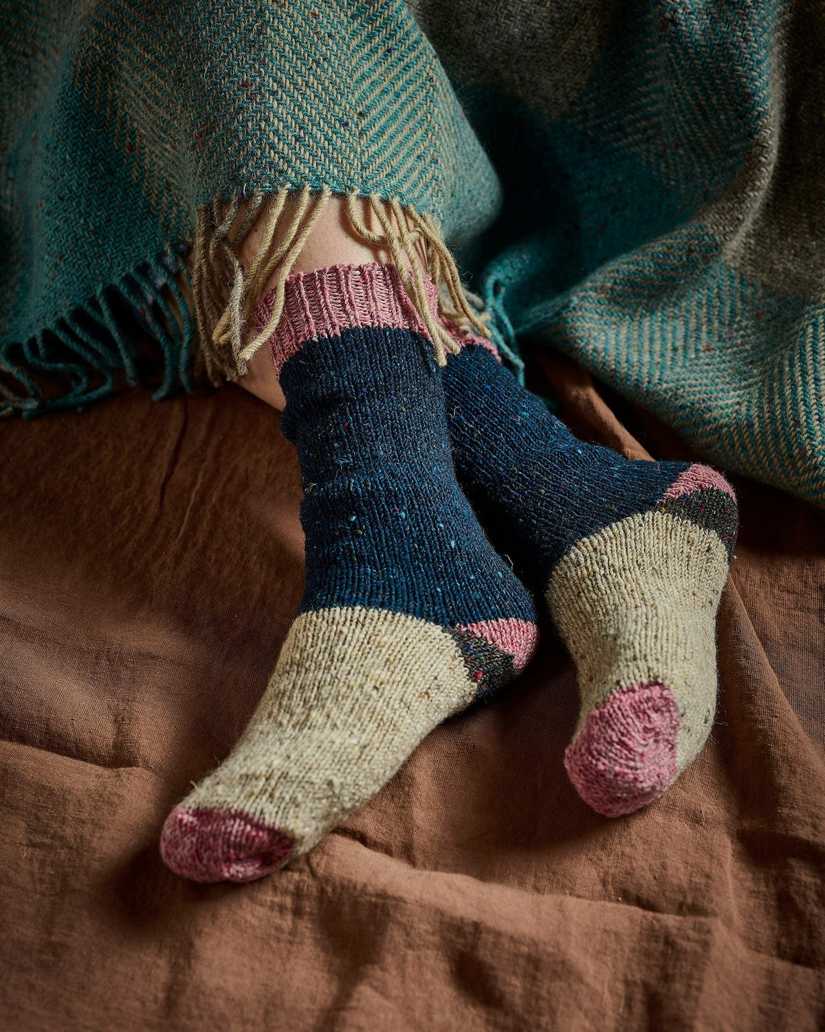 Women's Blue Donegal Wool Socks