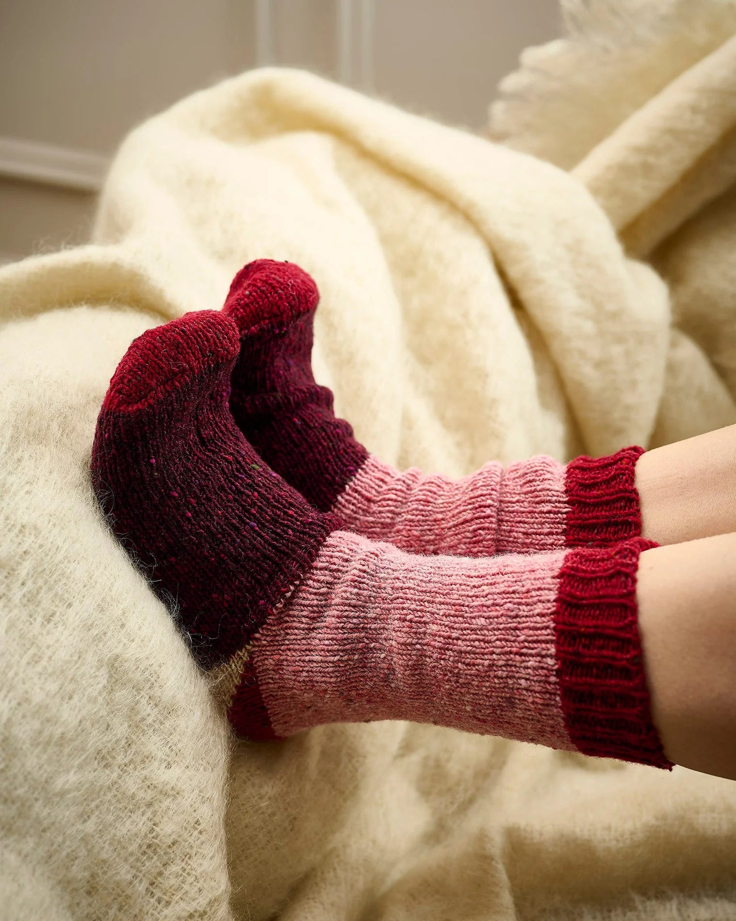 Women's Pink Donegal Wool Socks