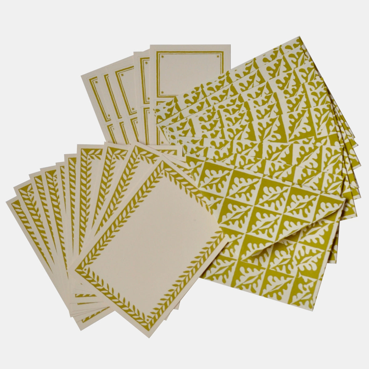 Box of 10 Notecards in Oak Leaves Sap Green