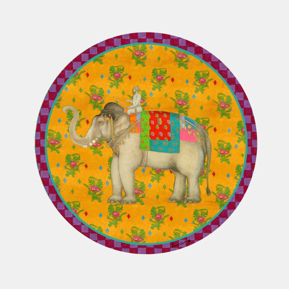 Round Elephant Gold Placemat
