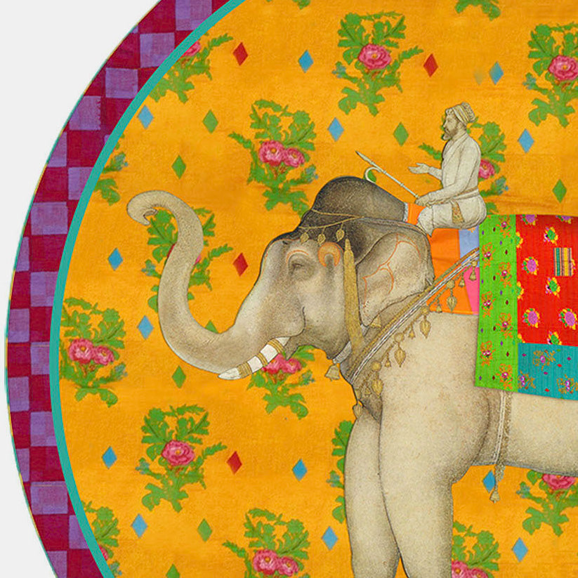 Round Elephant Gold Placemat
