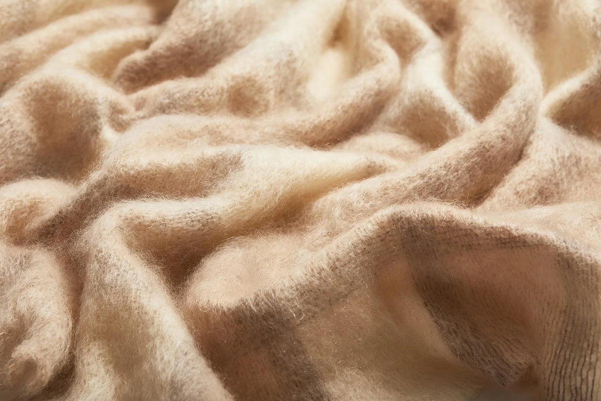 Drumin Fawn Plaid Mohair Throw