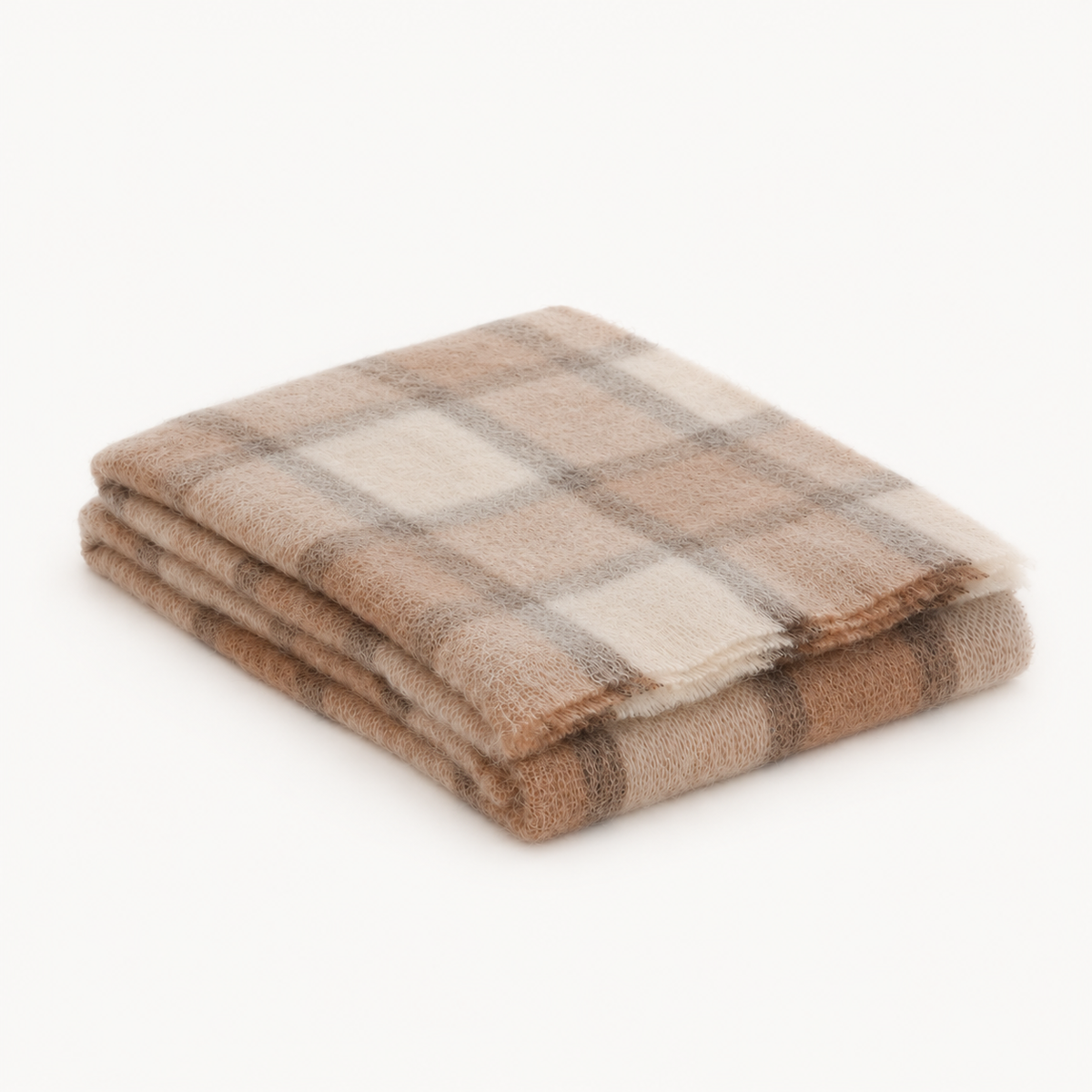 Drumin Fawn Plaid Mohair Throw