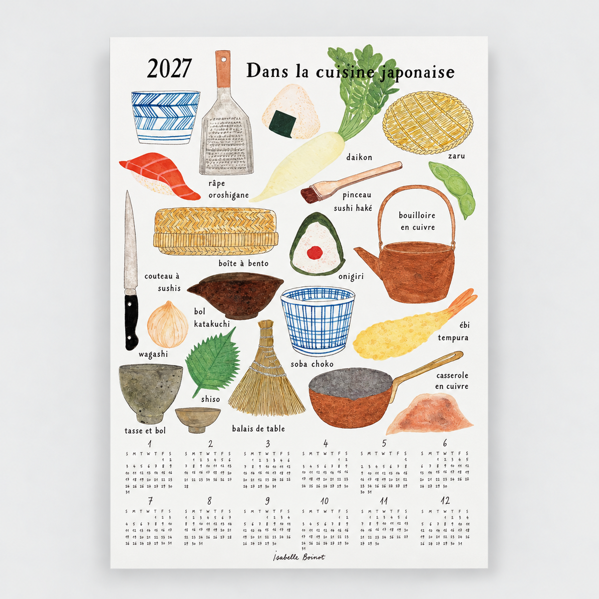 2027 Linen Calendar: Dans La Cuisine Japonaise