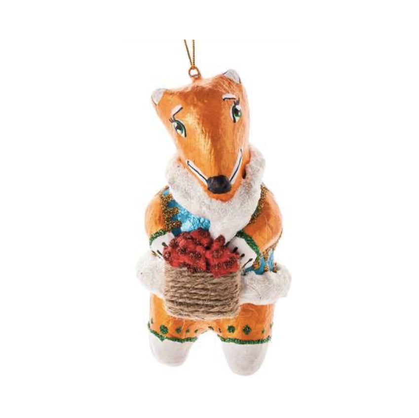 Fox with Raspberries Ornament