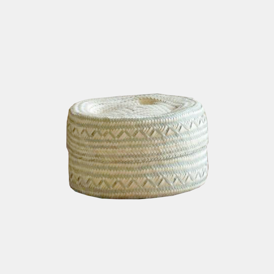 Light Green Lidded Basket in Small Wide
