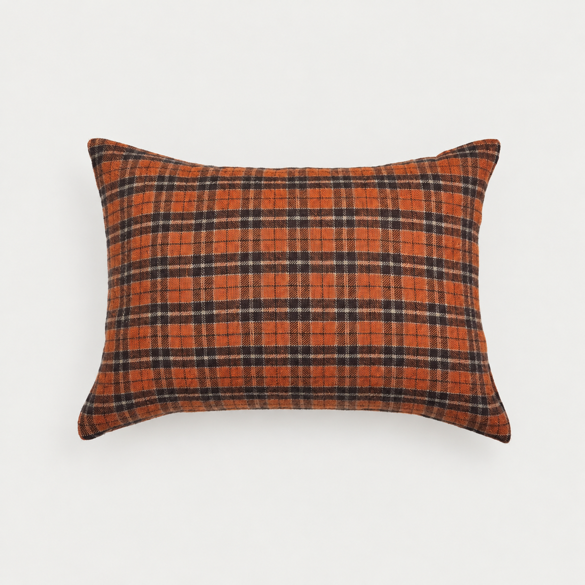 Pumpkin Tartan Lumbar Pillow