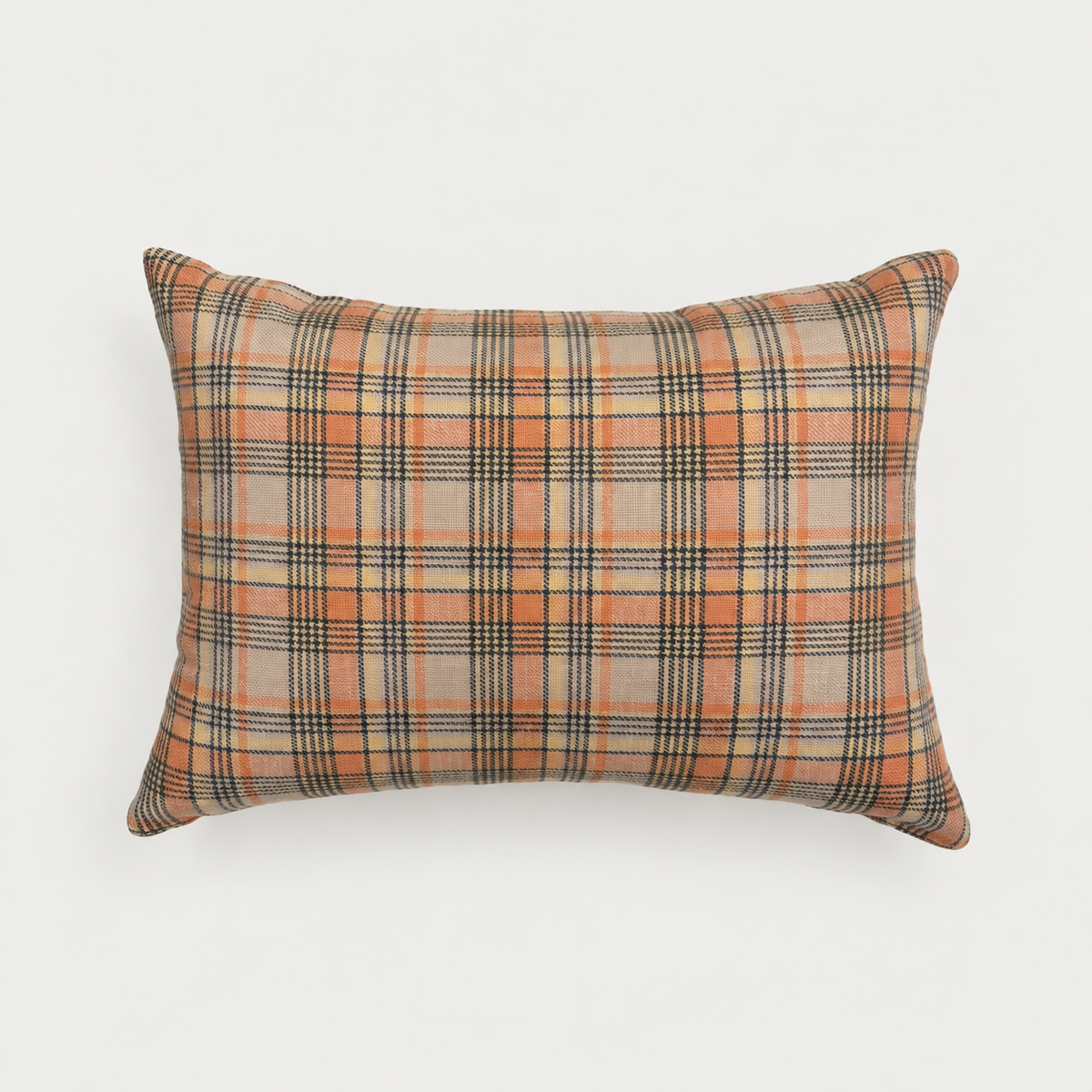 Pink Salmon Tartan Lumbar Pillow