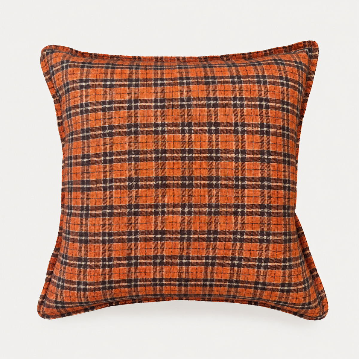 Pumpkin Tartan Square Pillow
