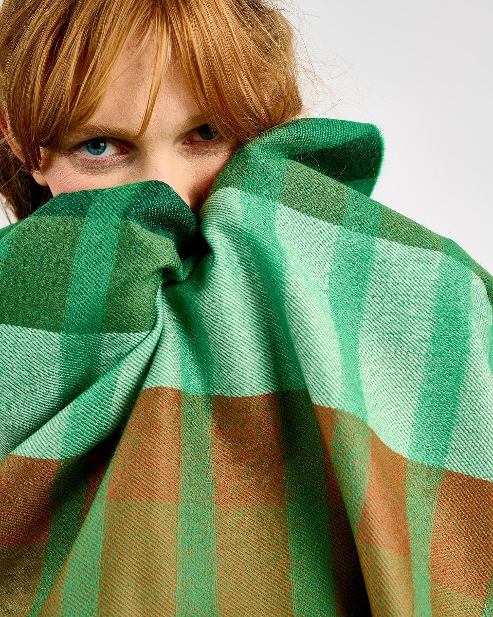 Tricolor Stripe Wide Merino Scarf