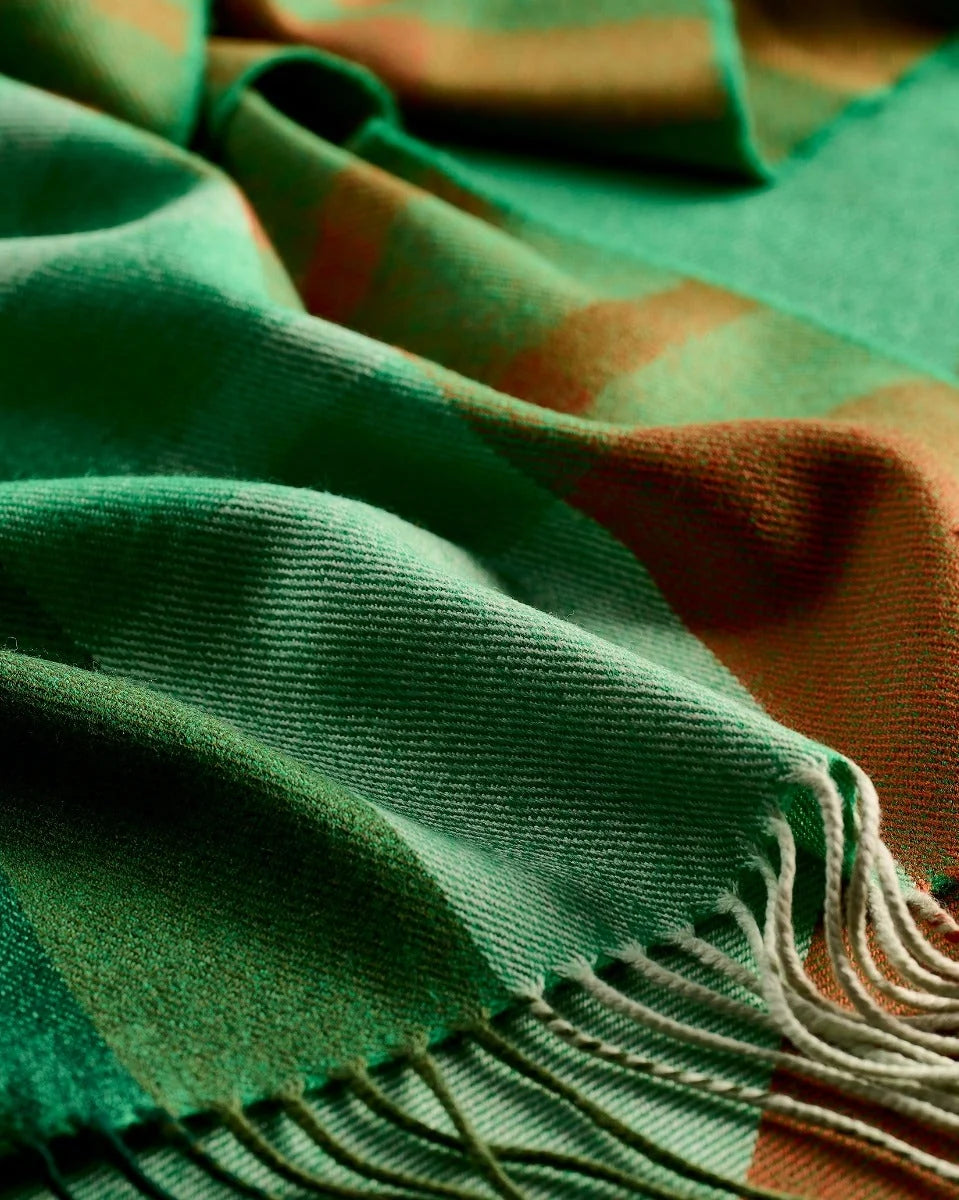 Tricolor Stripe Wide Merino Scarf