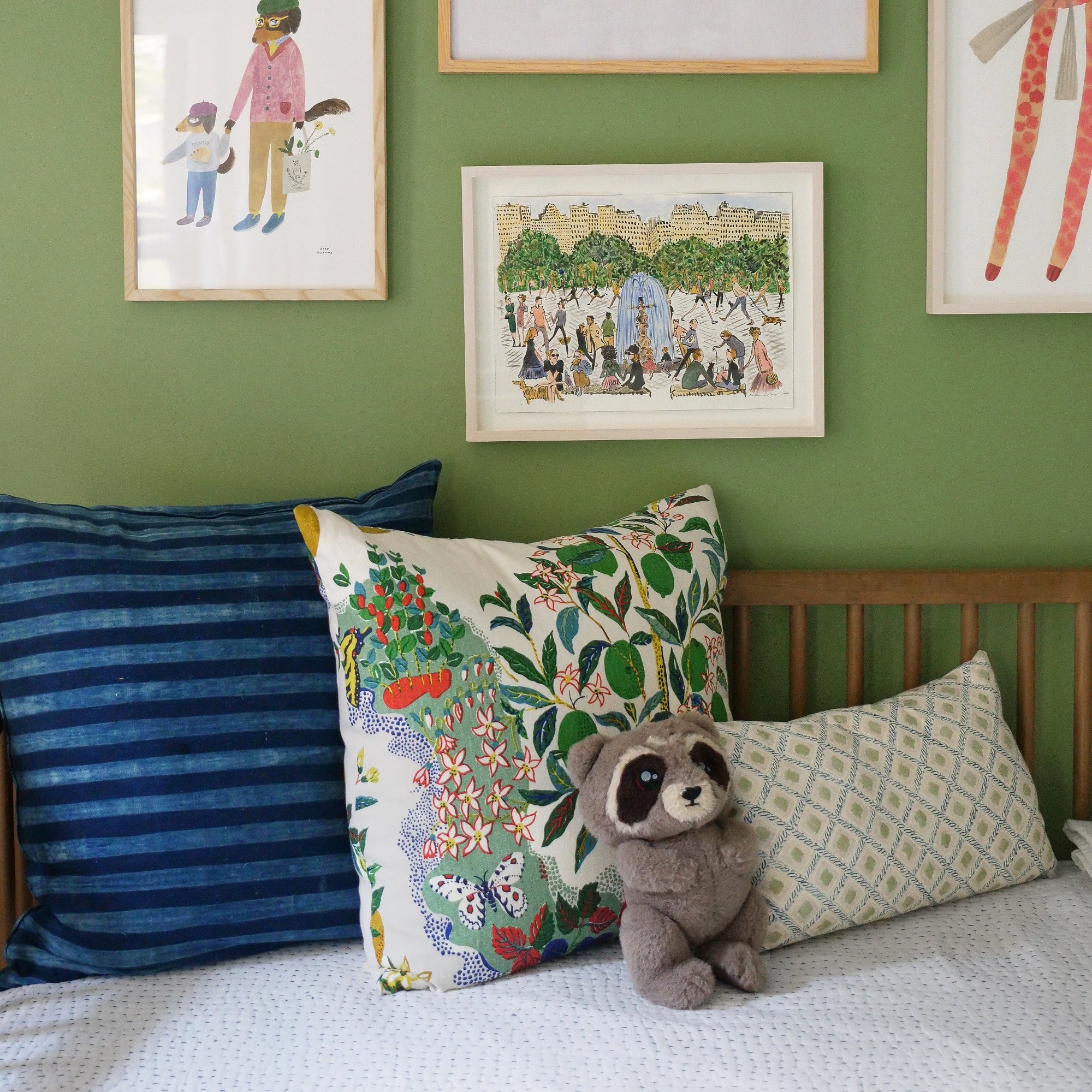 Narrow Indigo Stripe Square Pillow