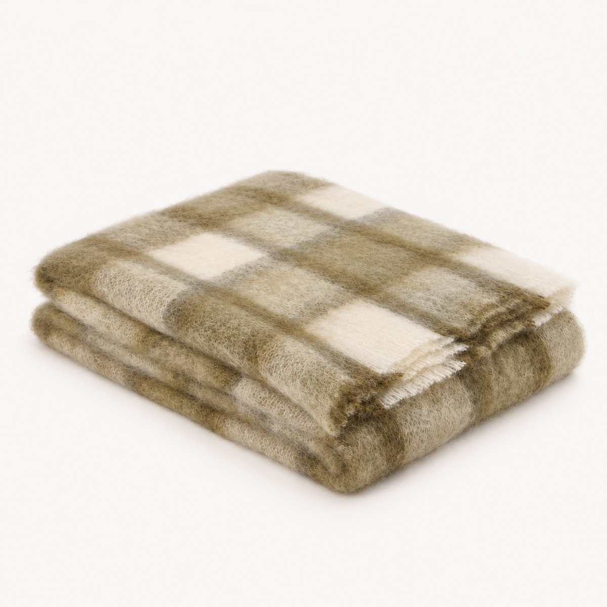 Drumin Olive Plaid Mohair Throw