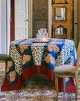 Leopard Stripes Dark Blue Cotton Tablecloth