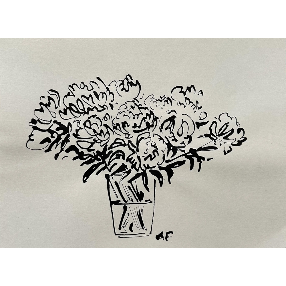 India Ink Peonies in Small by Aislinn Forbes