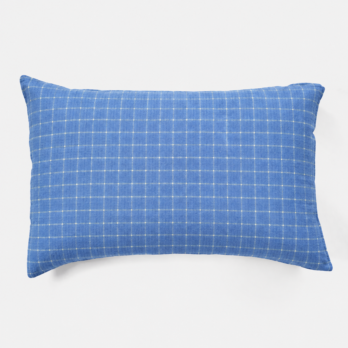 Linen Standard Pillowcase in Blue School Check