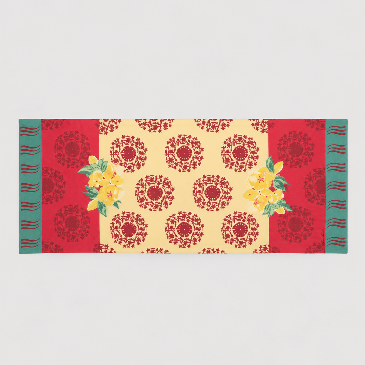 Planet Cream Red Table Runner