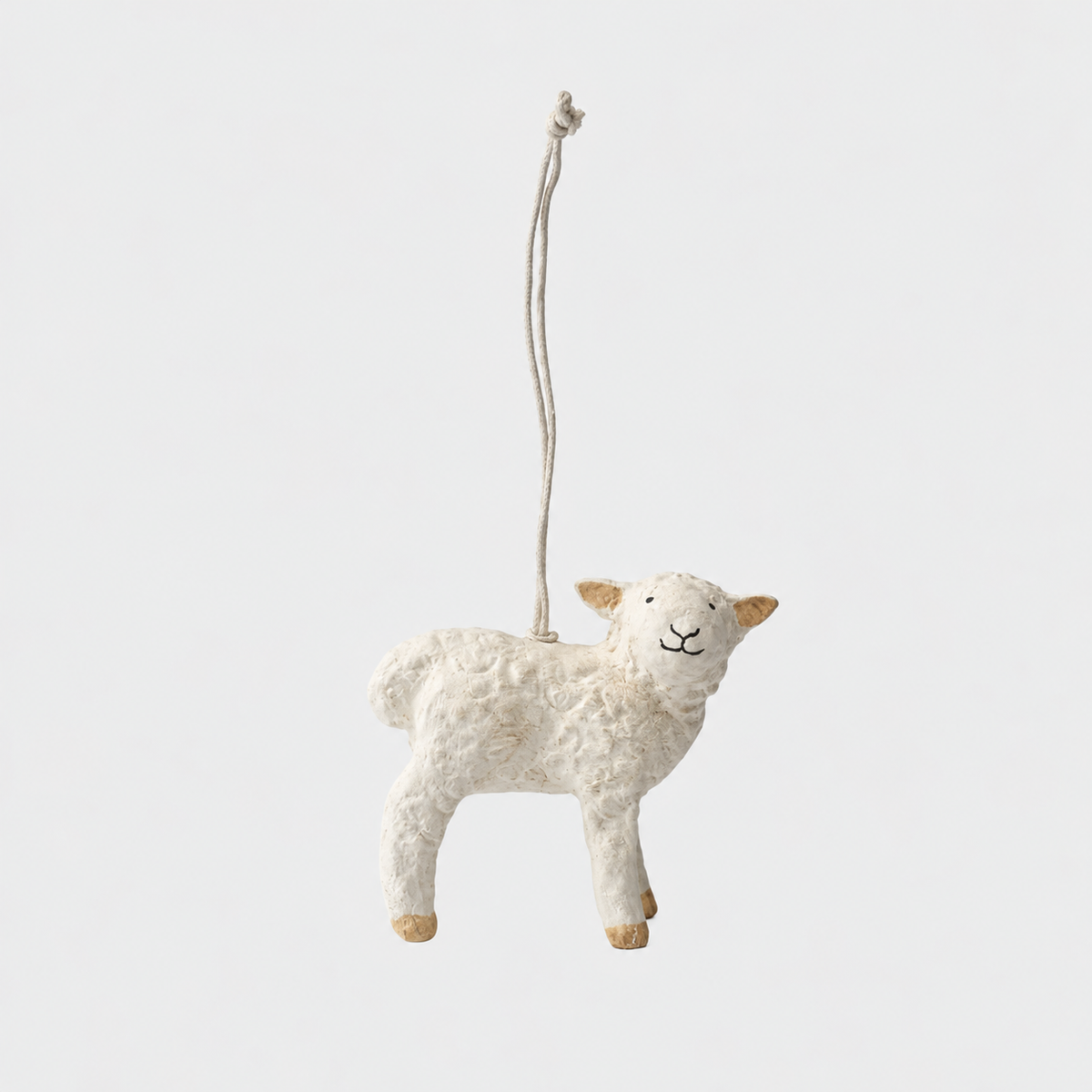Paper Mache White Sheep Ornament
