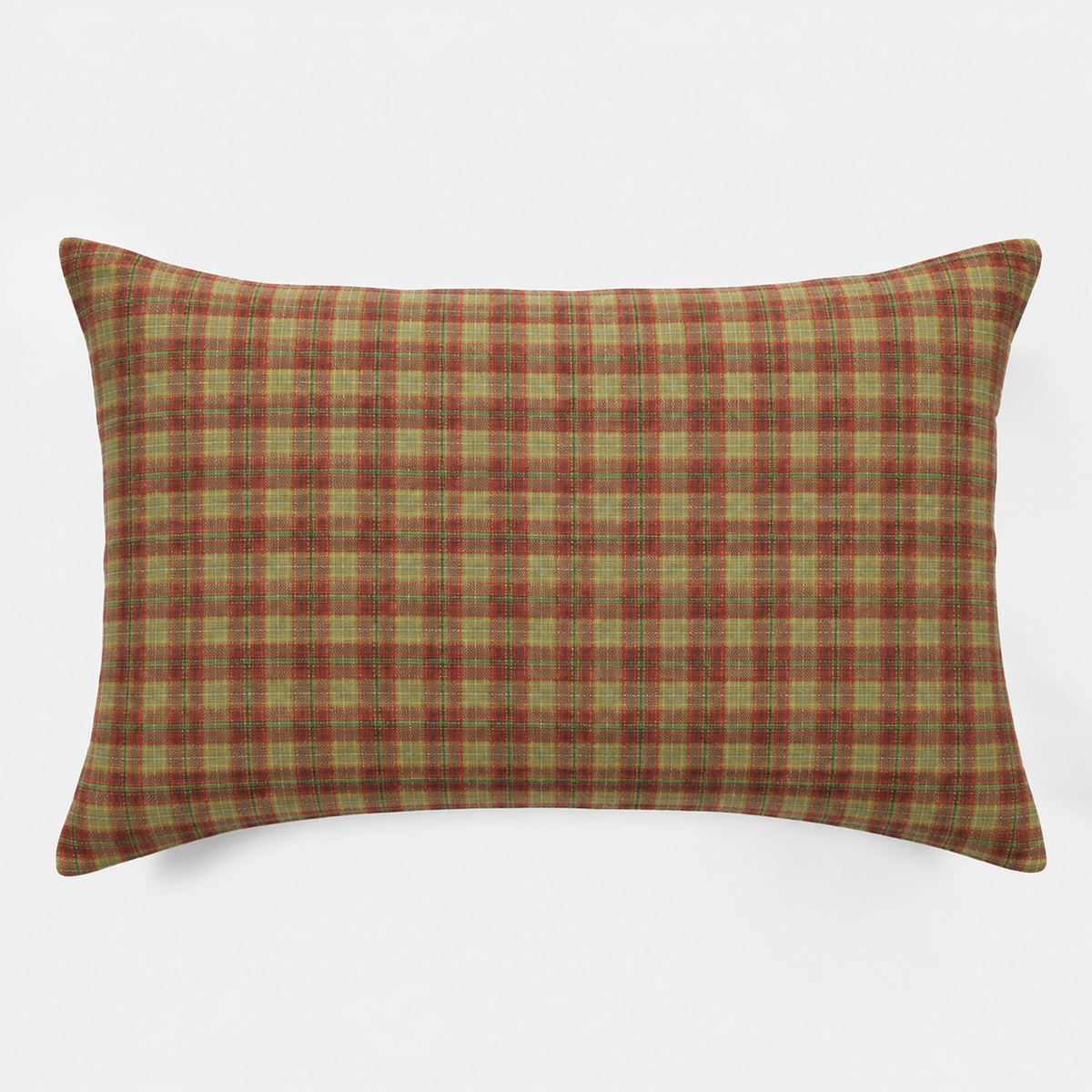 Linen Standard Pillowcase in Sienna Green Tartan